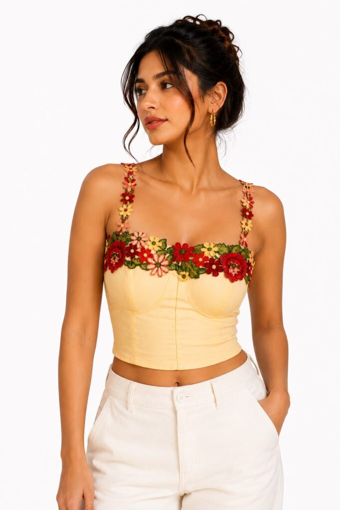 Rosalie Corset Top in Butter Yellow