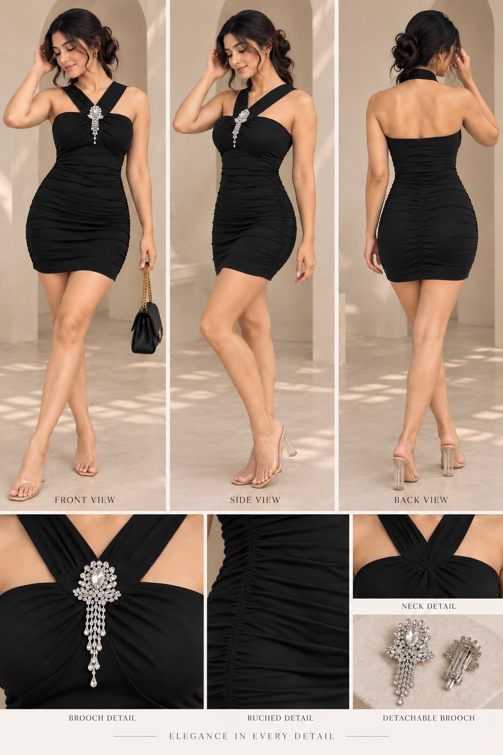 MIDNIGHT LUXE RUCHED MINI DRESS - Image 5