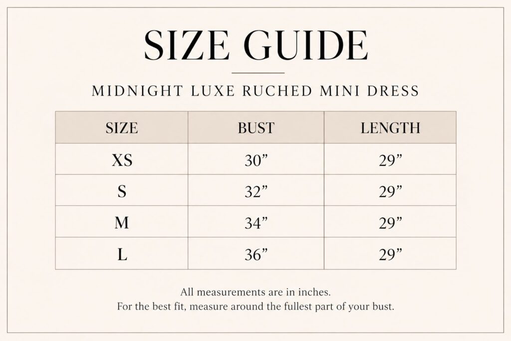 MIDNIGHT LUXE RUCHED MINI DRESS