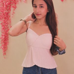 Pink Pleated Peplum Top - Image 1