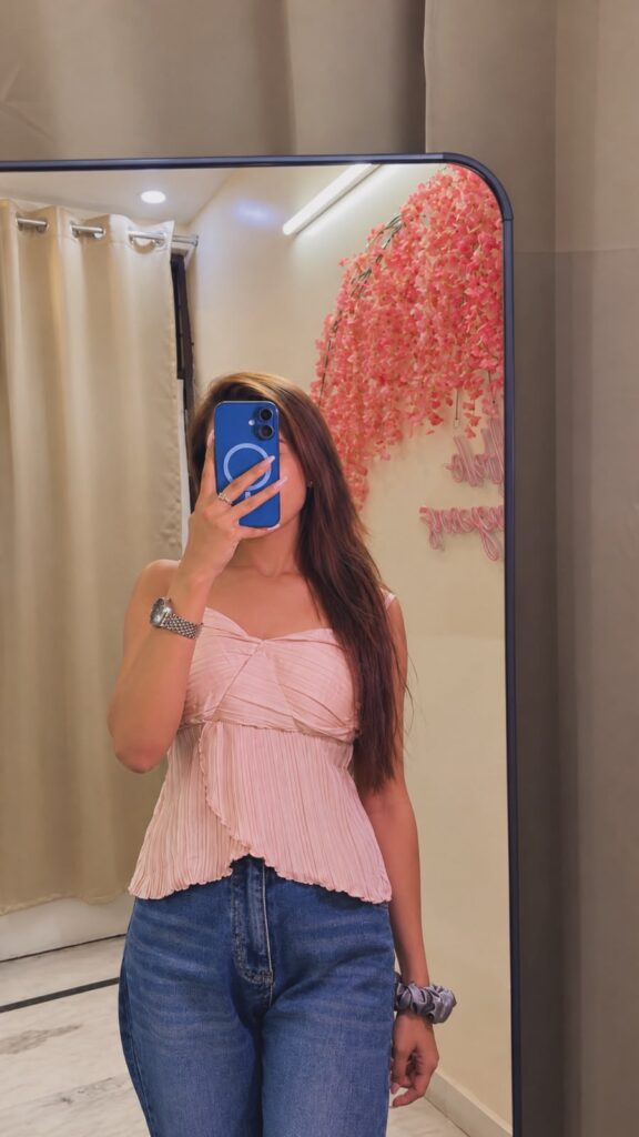 Pink Pleated Peplum Top