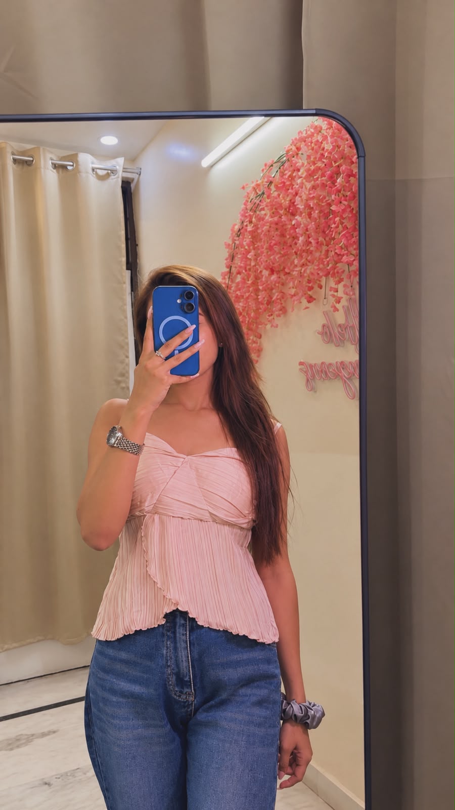 Pink Pleated Peplum Top - Image 2
