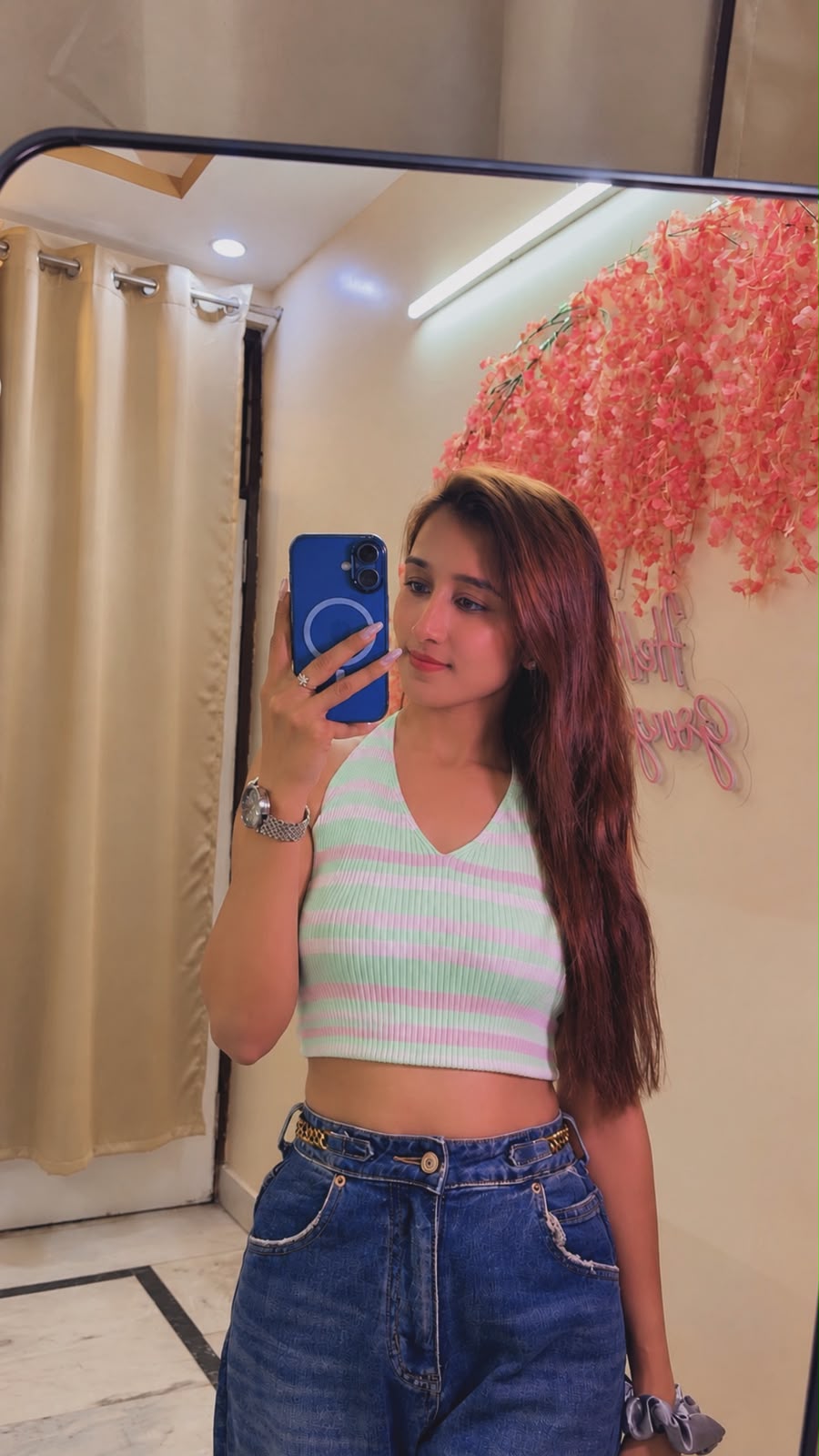 Mint Striped Halter Top - Image 2