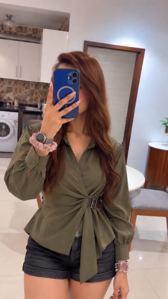 Olivia Belted Wrap Shirt