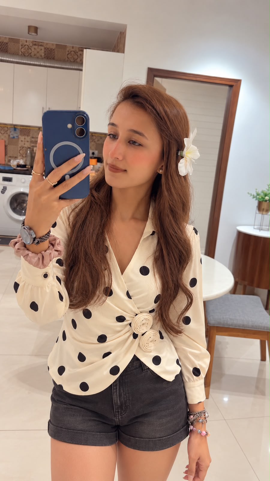 Polka Wrap Rose Shirt - Image 3