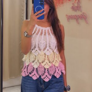 Tricolor Crochet Top - Image 1