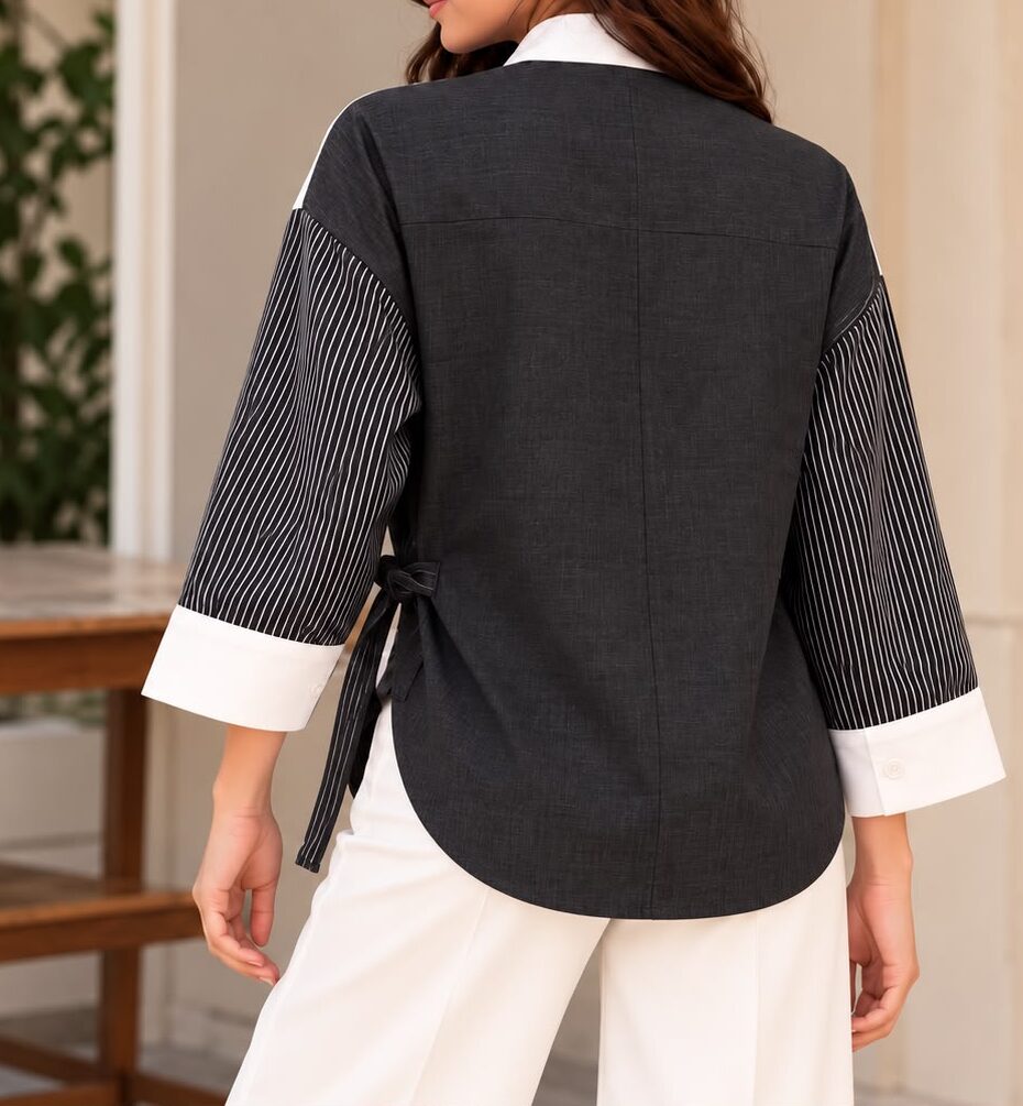 FLEUR TIE-UP COTTON LINEN SHIRT - Image 4