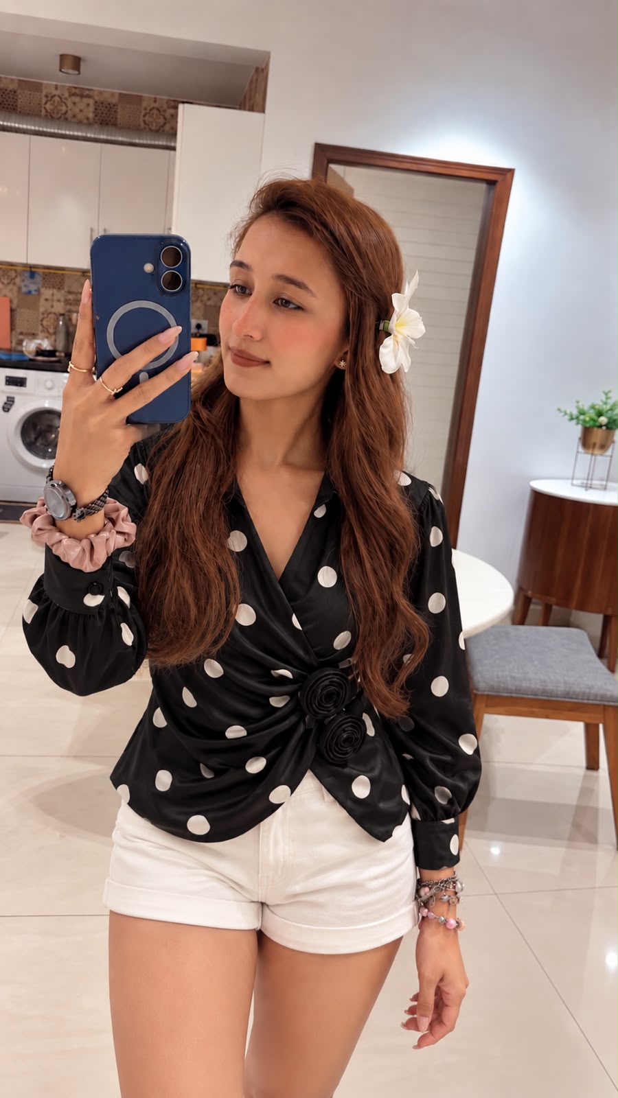 Polka Wrap Rose Shirt - Image 2