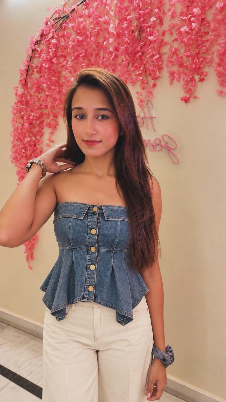 Denim Peplum Top - Image 5