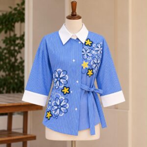FLEUR TIE-UP COTTON LINEN SHIRT - Image 7