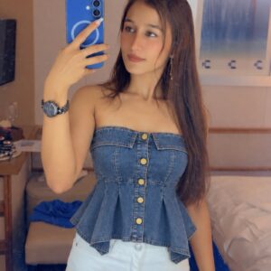 Denim Peplum Top