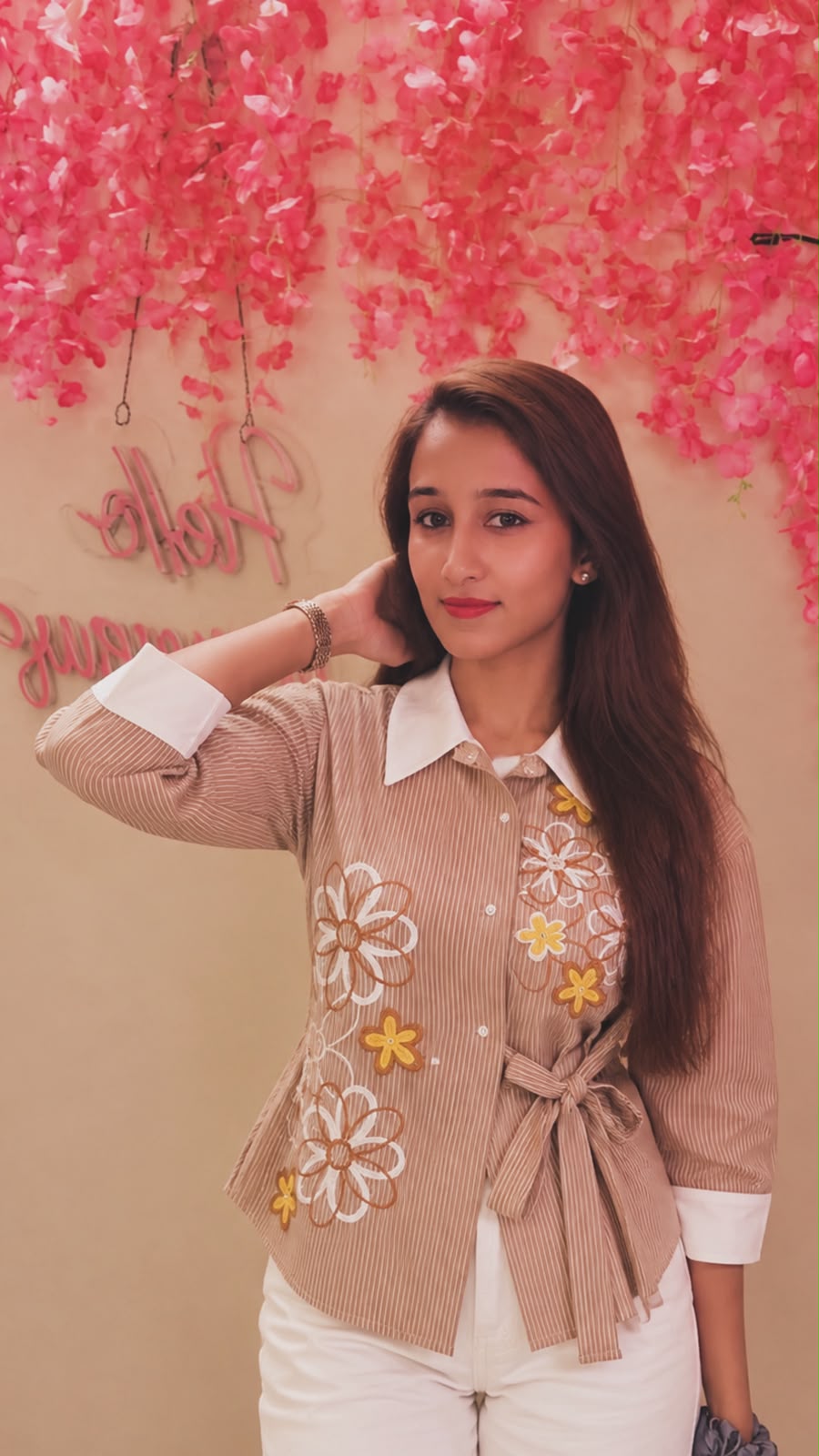 FLEUR TIE-UP COTTON LINEN SHIRT - Image 2