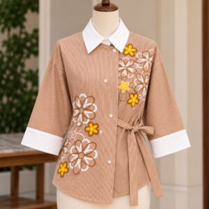 FLEUR TIE-UP COTTON LINEN SHIRT - Image 8