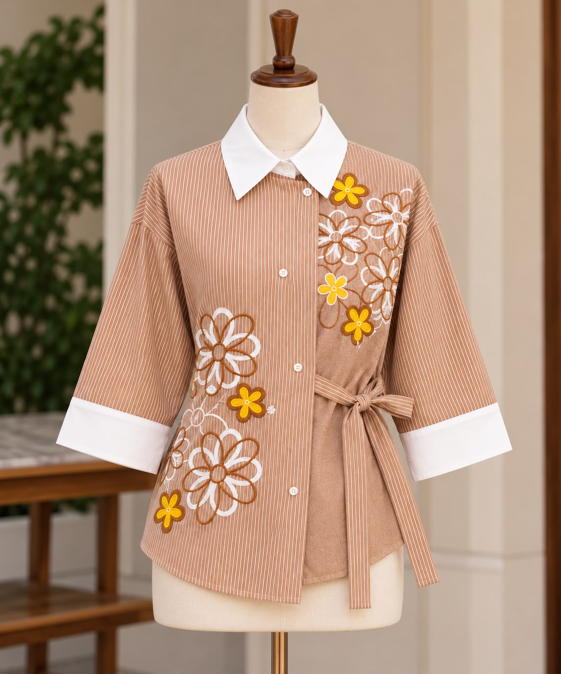 FLEUR TIE-UP COTTON LINEN SHIRT - Image 8