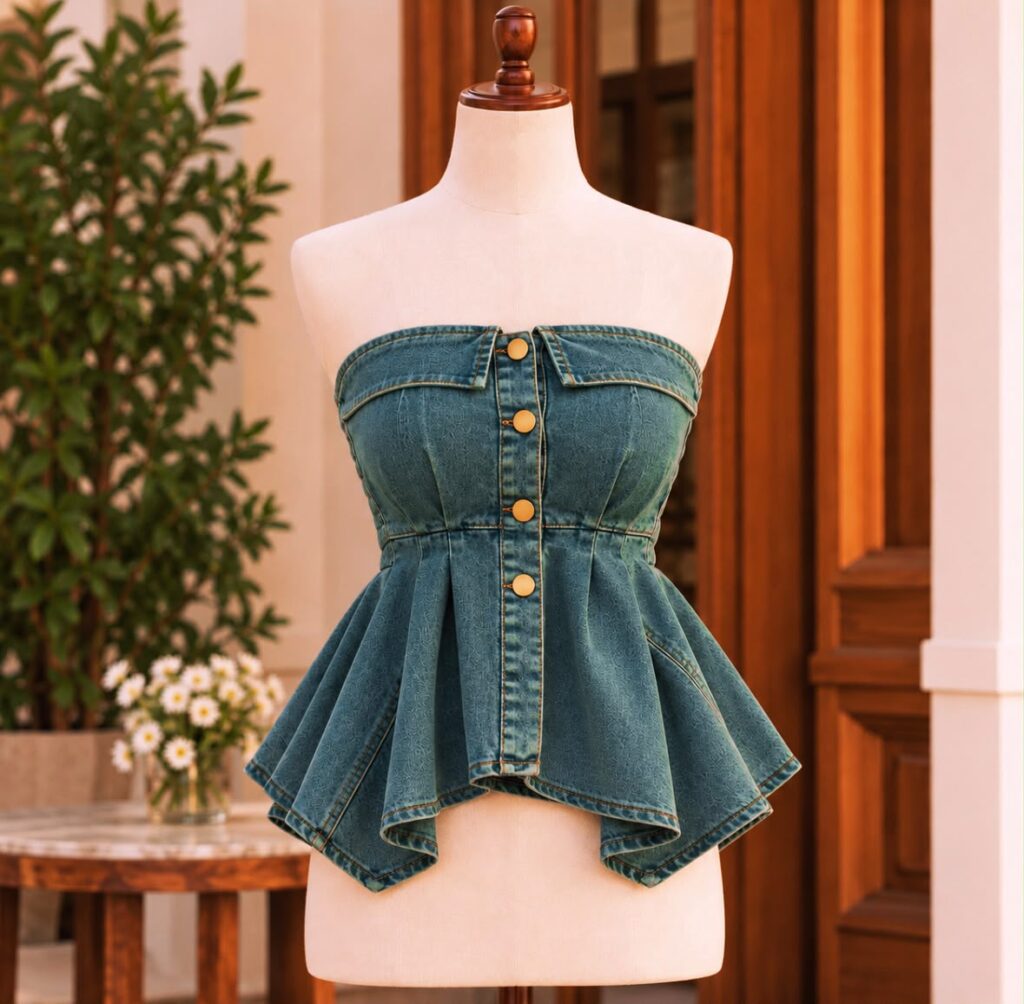 Denim Peplum Top
