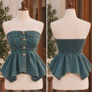 Denim Peplum Top - Image 2