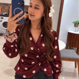 Polka Wrap Rose Shirt