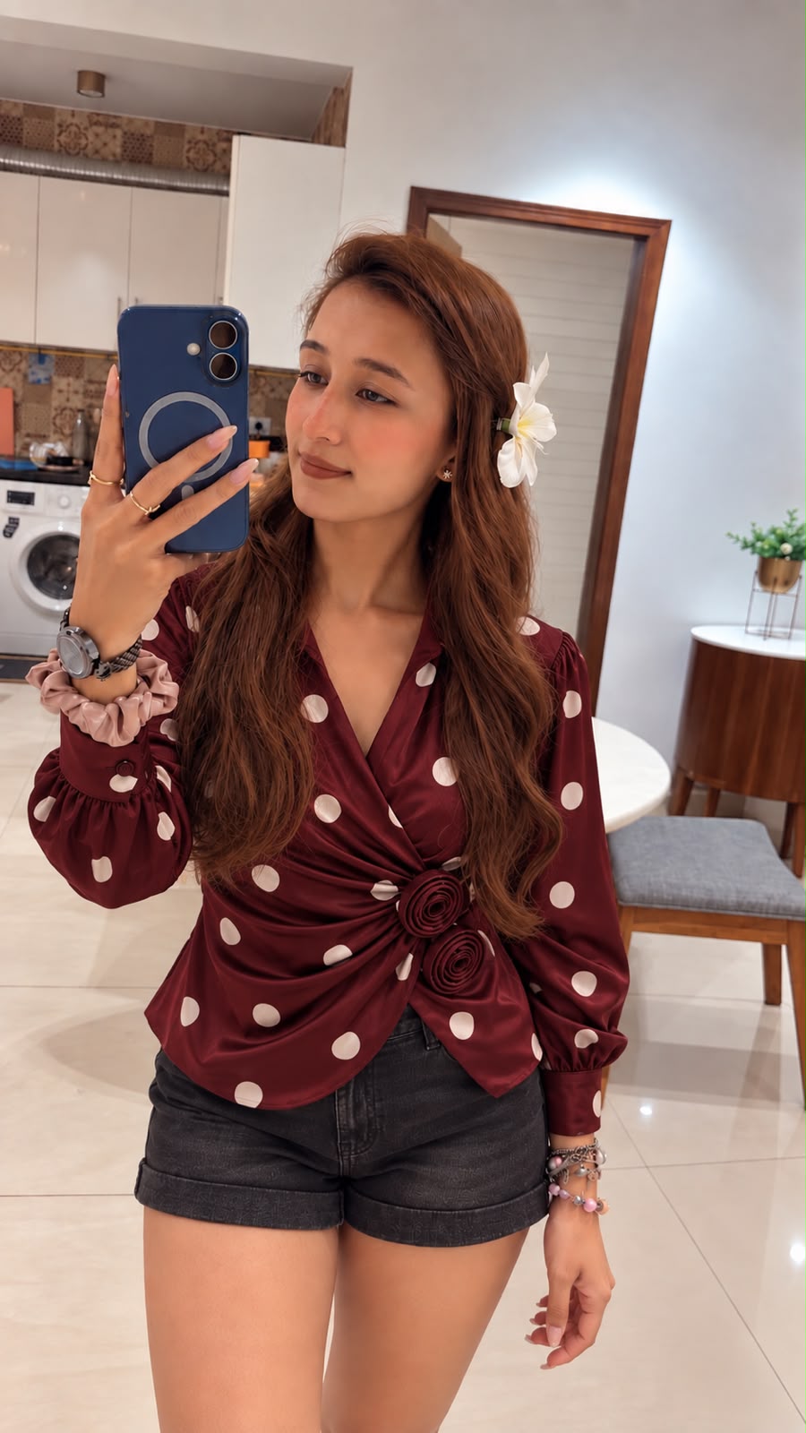 Polka Wrap Rose Shirt - Image 1
